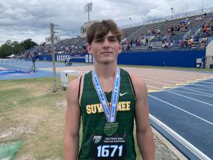 Suwannee’s Garrison Beach medaled three times Thursday in the Class 2A state track meet in Gainesville. (COURTESY)