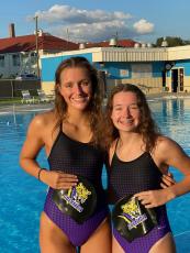 Izzy Glenn (left) and Annie Glenn (right) were part of Columbia’s winning 200 freestyle relay team against St. Francis on Thursday. (COURTESY)