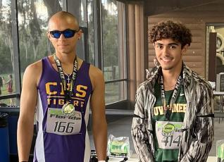 Columbia’s Jose Rodriguez (left) placed fourth and Suwannee’s Morgan Mobley (right) placed seventh at the Alligator Lake XC Invitational on Tuesday. (COURTESY)