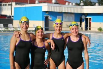 Columbia swimmers Casey Fair (from left), Luciana Tonetti, Brie Fair, and Izzy Scott. (COURTESY)