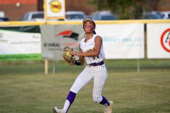 Columbia left fielder Sakiya Merriex makes a catch for an out against Trenton on Tuesday. (BRENT KUYKENDALL/Lake City Reporter)