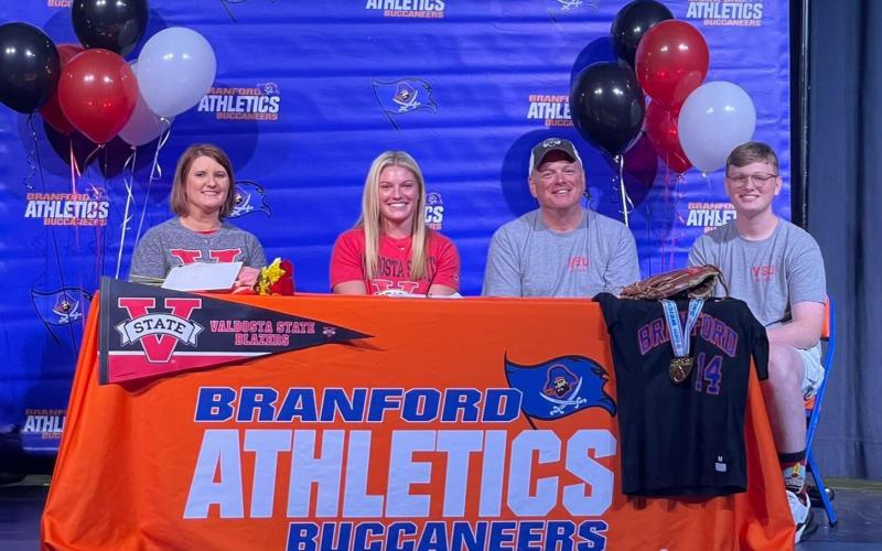 Branford softball player Evie Pitts signed with Valdosta State on Friday. (COURTESY)