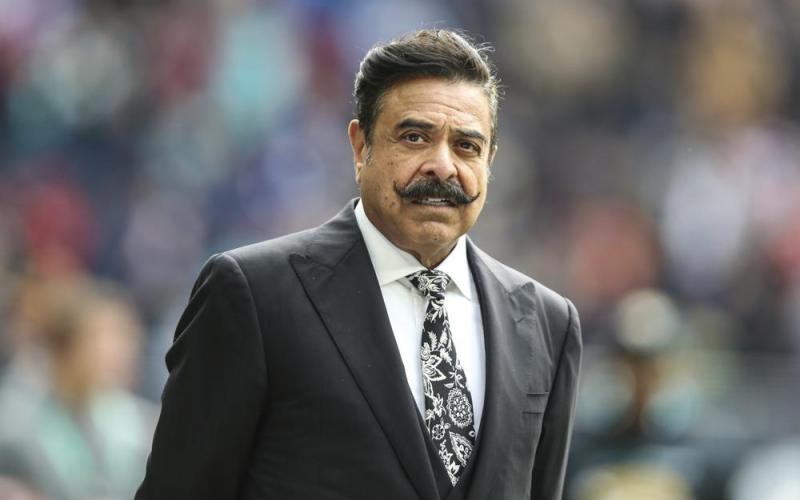 Jacksonville Jaguars owner Shad Khan is shown on the field before a game against the Miami Dolphins at Tottenham Hotspur Stadium on Oct. 17, 2021, in London. (AP File)