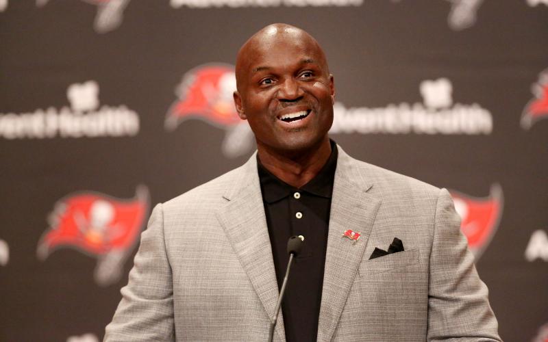 New Tampa Bay Buccaneers head coach Todd Bowles speaks about his opportunity to lead the team during a press conference at the AdventHealth Training Center on Thursday in Tampa. (DOUGLAS R. CLIFFORD/Tampa Bay Times/TNS)