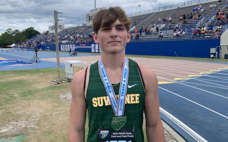 Suwannee’s Garrison Beach medaled three times Thursday in the Class 2A state track meet in Gainesville. (COURTESY)