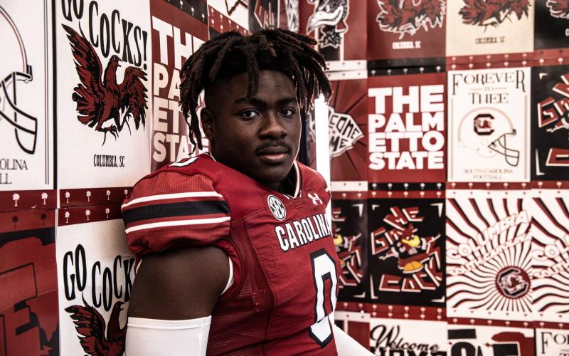 Columbia linebacker Jaden Robinson is pictured on his visit to South Carolina in June. (COURTESY)