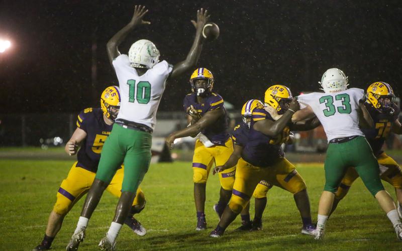 Columbia quarterback Tyler Jefferson throws a pass against DeLand on Sept. 9. (BRENT KUYKENDALL/Lake City Reporter)