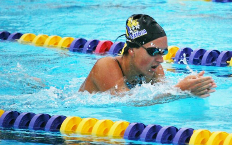 Columbia swimmer Izzy Glenn had individual victories in the 100 freestyle and 100 breaststroke during Monday’s meet against Oak Hall. (COURTESY)