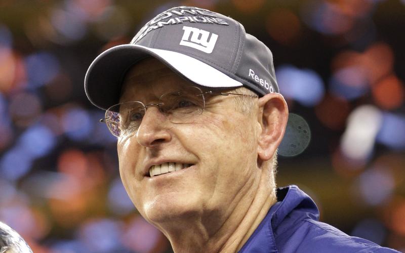 New York Giants head coach Tom Coughlin smiles after his team's 21-17 win over the New England Patriots in Super Bowl XLVI on Feb. 5, 2012, in Indianapolis. (AP FILE)