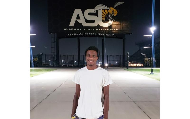 Columbia’s Seth Stockton, who won the Class 3A state title in the triple jump in May, recently signed his letter of intent with Alabama State. (COURTESY)