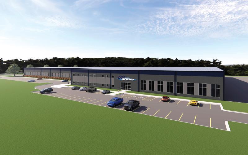 A rendering of Wave Armor’s manufacturing plant in Suwannee County released in April. (COURTESY)