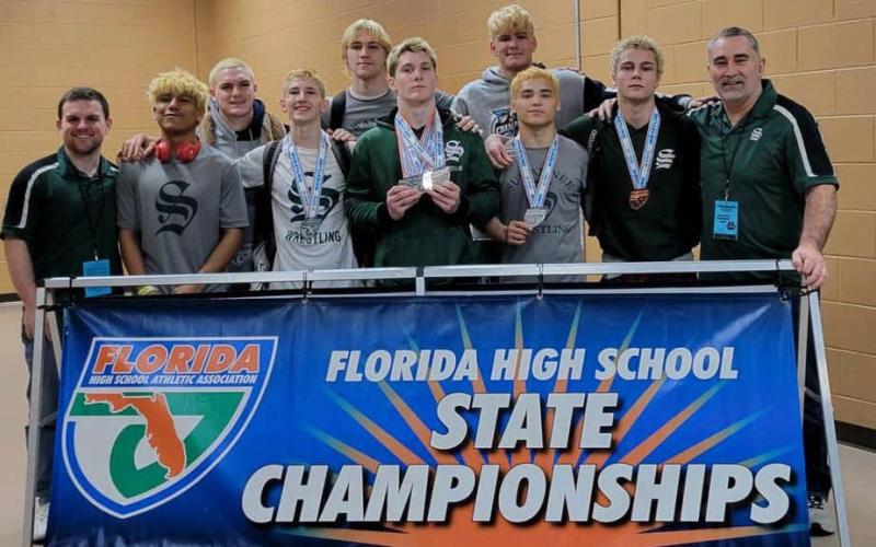 Suwannee’s boys wrestling team tied for seventh place at the Class 1A IBT on Saturday. (COURTESY)
