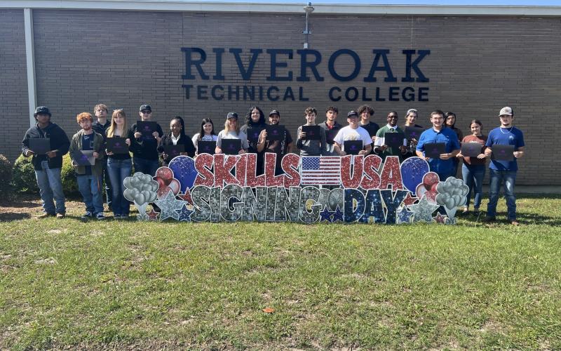 Twenty-seven area students were recognized Tuesday during a SkillsUSA National Signing Day event at RIVEROAK Technical College in Live Oak. (COURTESY)