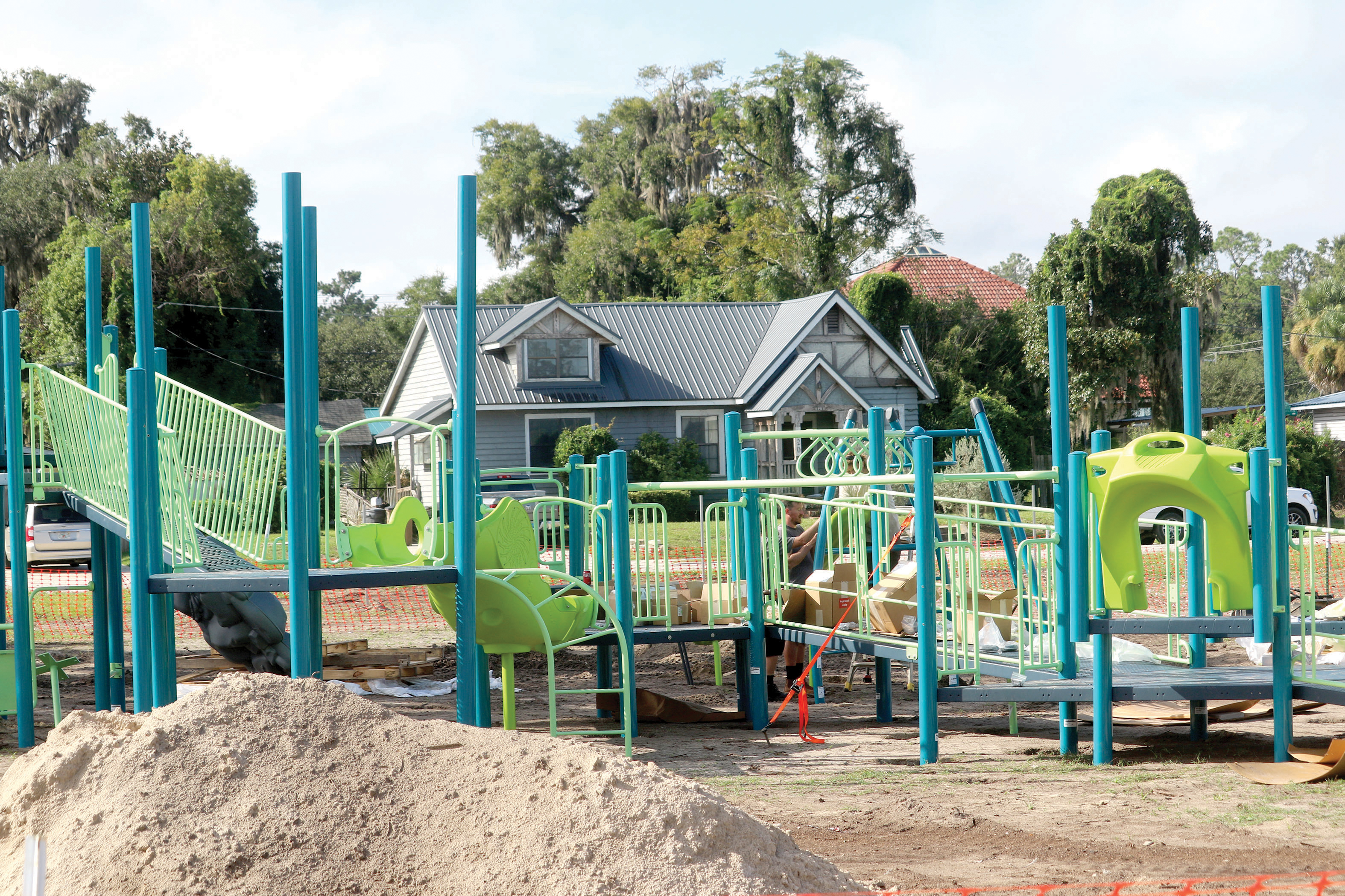 New playground equipment is being installed at Youngs Park as part of a complete park makeover. (TONY BRITT/Lake City Reporter)