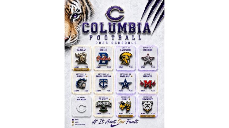 Columbia's 2026 football schedule. (COURTESY)