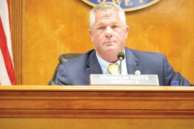 Suwannee County Commission Chairman Franklin White said he was frustrated by the fact the North Florida Water Utilities Authority didn’t discuss Columbia County’s sewer plant before it was sold. The Suwannee board, though, still unanimously voted to continue supporting the joint utility group. (JAMIE WACHTER/Lake City Reporter)