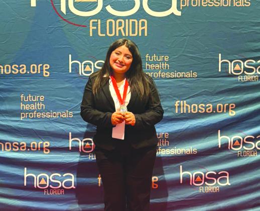 Florida Gateway College’s Elisabeth Garcia-Gijon finished second in the state HOSA conference to qualify for the international conference in pathophysiology. (COURTESY FLORIDA GATEWAY COLLEGE)