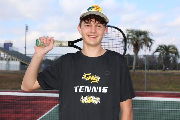 Columbia’s Colten Mitchell is the LCR’s Boys Tennis Player of the Year again. (MANDI SLOAN/Special to the Reporter)