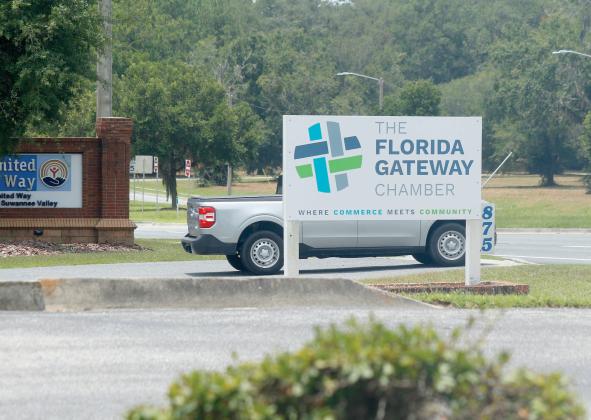 The Florida Gateway Chamber of Commerce’s new name adorns its sign alongside State Road 47 in Lake City. The Chamber announced the name change Thursday. (JAMIE WACHTER/Lake City Reporter)