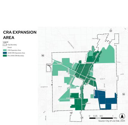 The proposed expansion of the Live Oak Community Redevelopment Agency district would include vacant lands around Lowe’s on the north side of Live Oak, an area prime for commercial development. (COURTESY)