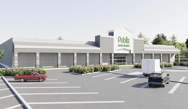 A rendering of the Publix Super Market planned for the Cornerstone Crossing development at the Interstate 75 and State Road 47 interchange. The company is doing a feasability study of the site, according to City of Lake City officials. (COURTESY)