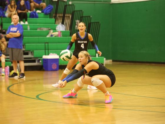 Branford hitter Anabella Dicks defends a snot against Suwannee on Aug. 18. (PAUL BUCHANAN/Lake City Reporter)