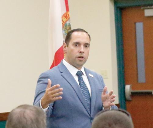 Bryan Avila, a candidate for lieutenant governor, told a group at Florida Gateway College on Tuesday that there are ‘two visions that are on the ballot,’ this November. (JAMIE WACHTER/Lake City Reporter)