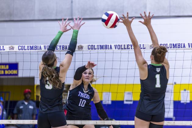 Columbia's Carrin Nelson fires a shot against Suwannee on Sept. 10. (JACK HOWDESHELL/Lake City Reporter)