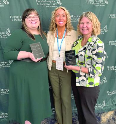 Haven Hospice was honored at the Florida Hospice and Palliative Care Association Awards of Excellence with the Excellence in Program Innovation Award for Clincial Practice for its Dementia Care Program. Haven Patient Care Representative Christina Alltop (left) also won the Rising Leader Award. (COURTESY HAVEN HOSPICE)