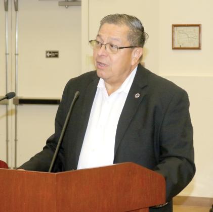Alachua County Engineer Ramon Gavarrete addresses the Columbia County Commission on Thursday about the need for help in addressing potholes. (TONY BRITT/Lake City Reporter)