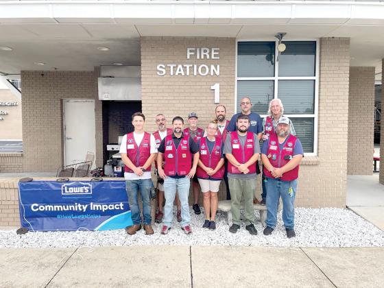 Local Lowe’s employees helped remodel the Lake City Fire Station 1 on Monday through a Red Vest Volunteer Day. The downtown station is getting a remodel thanks to a $50,000 Lowe’s grant. (COURTESY LAKE CITY FIRE DEPARTMENT)