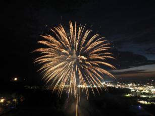 Fireworks explode above Lake City during last year’s Independence Day celebration at the Florida Gateway Fairgrounds. In addition to fireworks, this year’s 250th celebration will include a laser show and hot air balloons. (FILE)