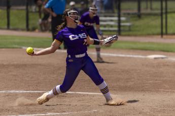 Columbia pitcher Ryleigh Stone hurls a pitch against Seminole in the Class 4A state semifinals on May 21. (JACK HOWDESHELL/Lake City Reporter)