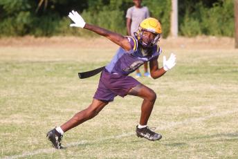 Columbia cornerback Javion Willis runs through a drill during Tuesday’s practice. Willis, a transfer from Mandarin, is competing for a starting job in the Tigers’ secondary. (JORDAN KROEGER/Lake City Reporter)