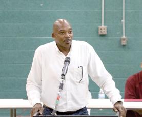 Lawrence Davis is pictured at a previous political forum at Richardson Community Center. Davis helped organize a candidate forum Monday at Richardson that will have at least a dozen local candidates answering questions. (FILE)