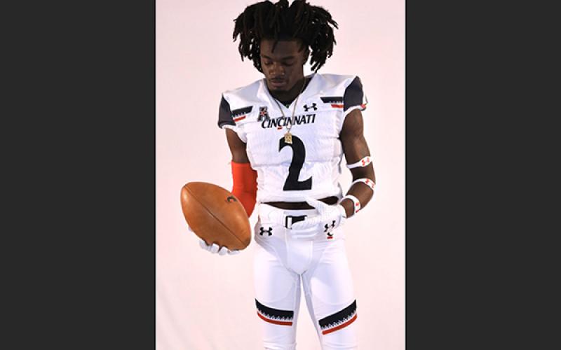Columbia receiver Marquez Bell is pictured on his visit to Cincinnati at the end of January. Bell signed his national letter of intent with the Bearcats on Wednesday. (COURTESY)