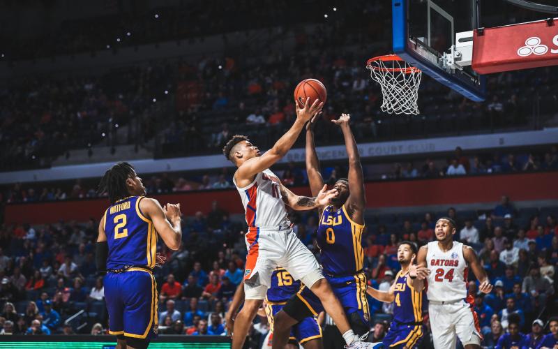 Florida forward Keyontae Johnson scores against LSU on Wednesday night. (AAU COMMUNICATIONS)