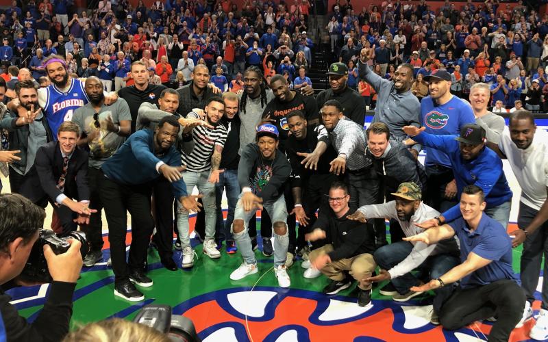 Billy Donovan's 28 former players recognized during the Florida-Vanderbilt game Saturday. (ZACH ABOLVERDI/Lake City Reporter)