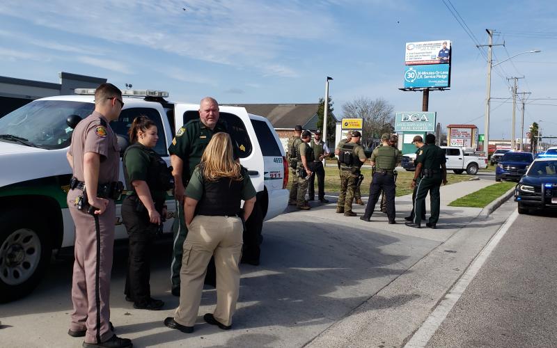 Columbia County deputies and state troopers hold their positions on U.S. Highway 90 on Tuesday. The search for Gooch took roughly two hours. (COURTESY CCSO)