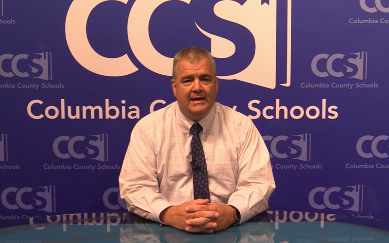 Superintendent Lex Carswell addresses the district in a video Tuesday.