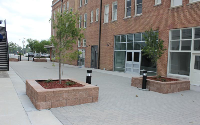 A new bar, Prohibition, will open in The Blanche building, at the location where the double silver doors, center, are located. The business will face the bricked pedestrian walkway on the former Veterans Street.                   Friends Toby Witt and Cimaron Holt plan to open the bar in June. It will be the first commercial tenant in the newly renovated Blanche building. (TODD WILSON/Lake City Reporter)