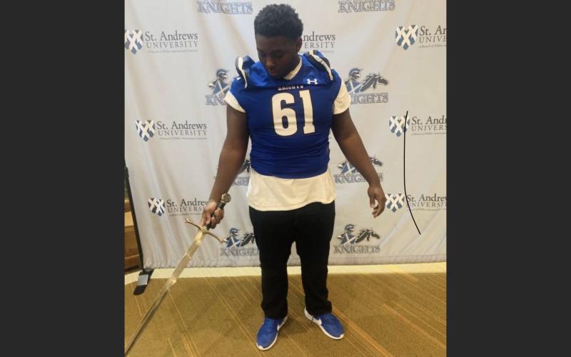 Columbia center Marvin Farmer on his visit to St. Andrews in February. (COURTESY)