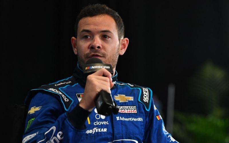 NASCAR Cup Series driver Kyle Larson (42) addresses the media during NASCAR Media Day at the Daytona 500 Club. (TRIBUNE NEWS SERVICE)