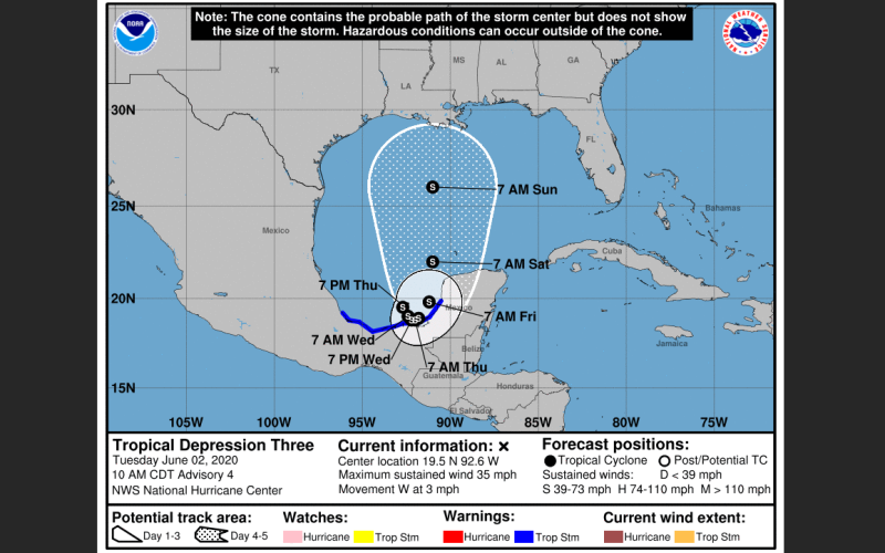 Tropical Storm Cristobal forecast.