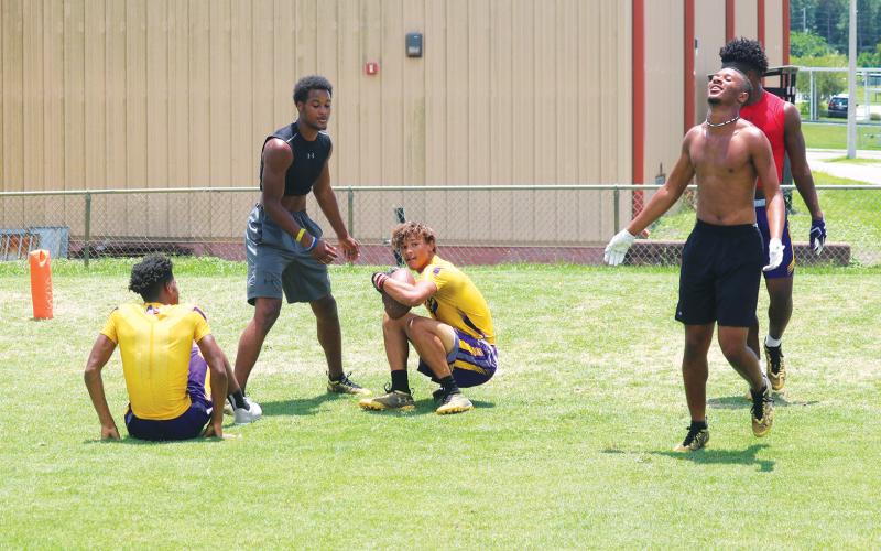 Columbia receiver Jace Hoskey catches a touchdown pass during summer conditioning last June. (FILE)