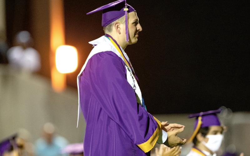 Salutatorian Tyler Nehring is recognized Saturday night at Columbia High’s Class of 2020 graduation ceremony. (RAY CARPENTER/Lake City Reporter)
