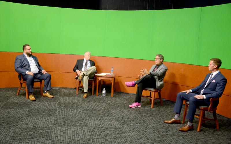 Lake City Council District 13 candidates James Crenshaw, from left, Todd Sampson and Alden Rosner all agreed the city needs to be better at helping businesses. (CARL MCKINNEY/Lake City Reporter)