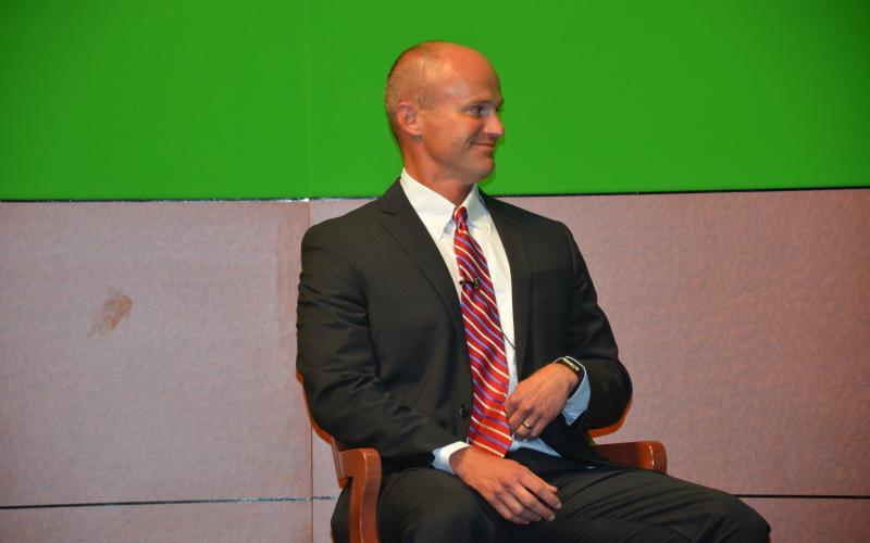 John Durrett defended his experience in handling death penalty cases Tuesday night during a discussion about the race for State Attorney of the Third Circuit. (CARL MCKINNEY/Lake City Reporter)