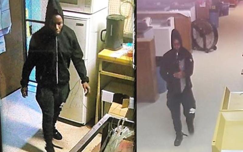 The suspect was caught on a surveillance camera during his burglary of Gateway Cleaners on Sunday. (COURTESY LAKE CITY POLICE DEPARTMENT)