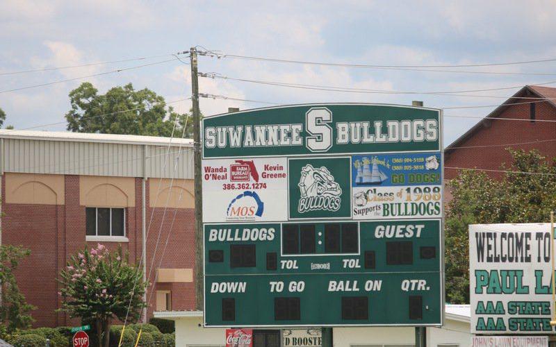 Suwannee's scoreboard is shown at Langford Stadium. (SUWANNEE DEMOCRAT))